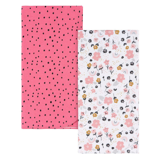 2-Pack Baby Girls Bear Flannel Blankets