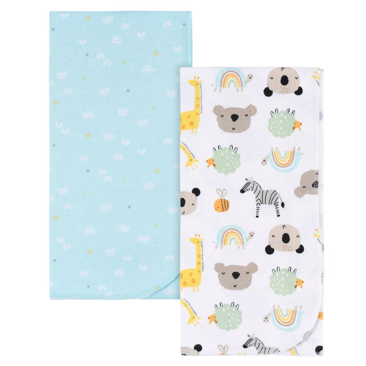 2-pack babyneutrale flanellen dekens met kleine dieren