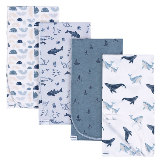 4-pack Coastal Calm flanellen dekens voor babyjongens