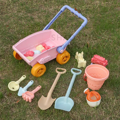 SandRoller Strandwagen Sandspielzeug-Set mit Eimer, Schaufel und Formen – Ab 3 Jahren