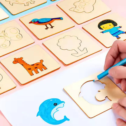 DrawEase - Holz-Zeichenschablonen-Set für Kinder