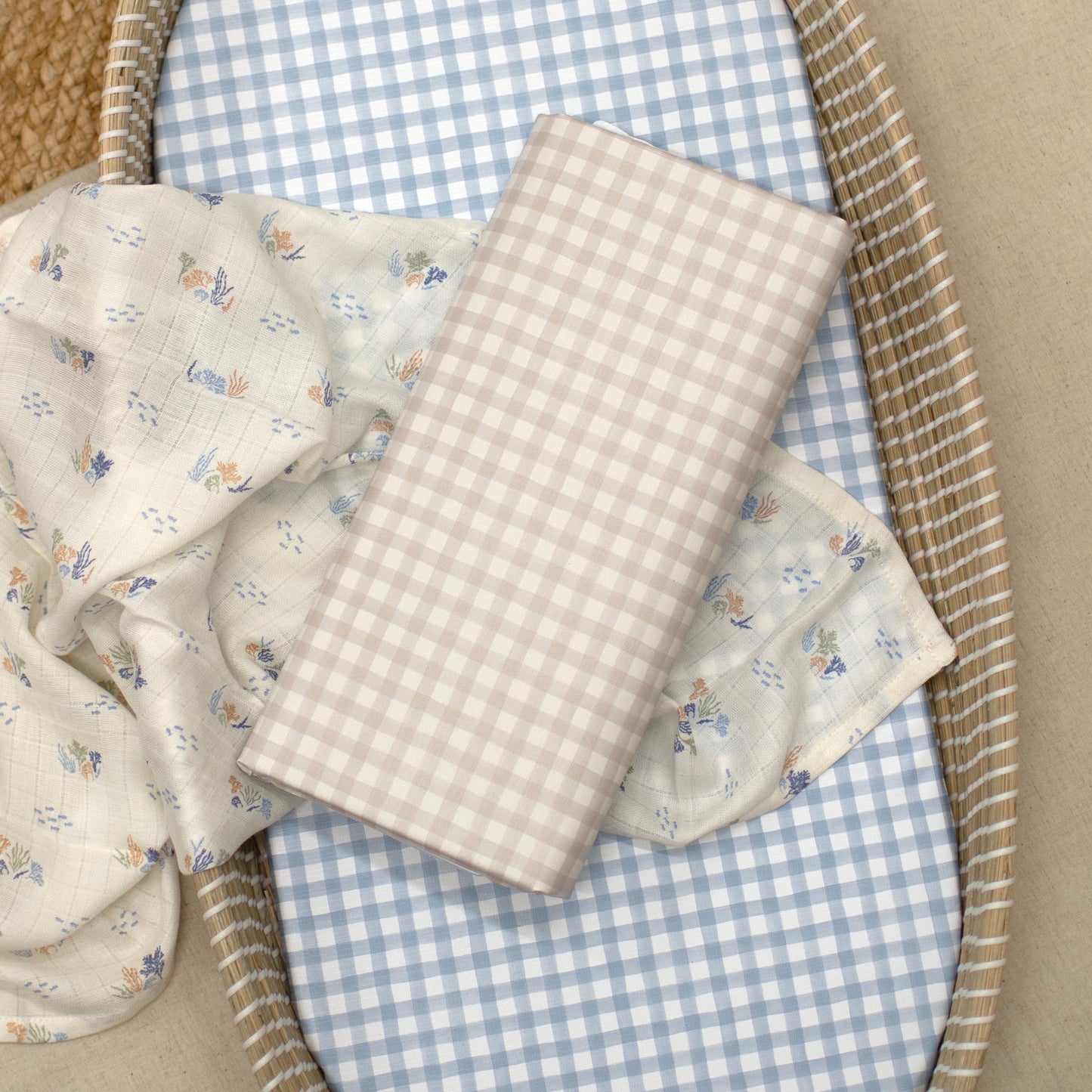 Basket Changing Mat - Blue Gingham