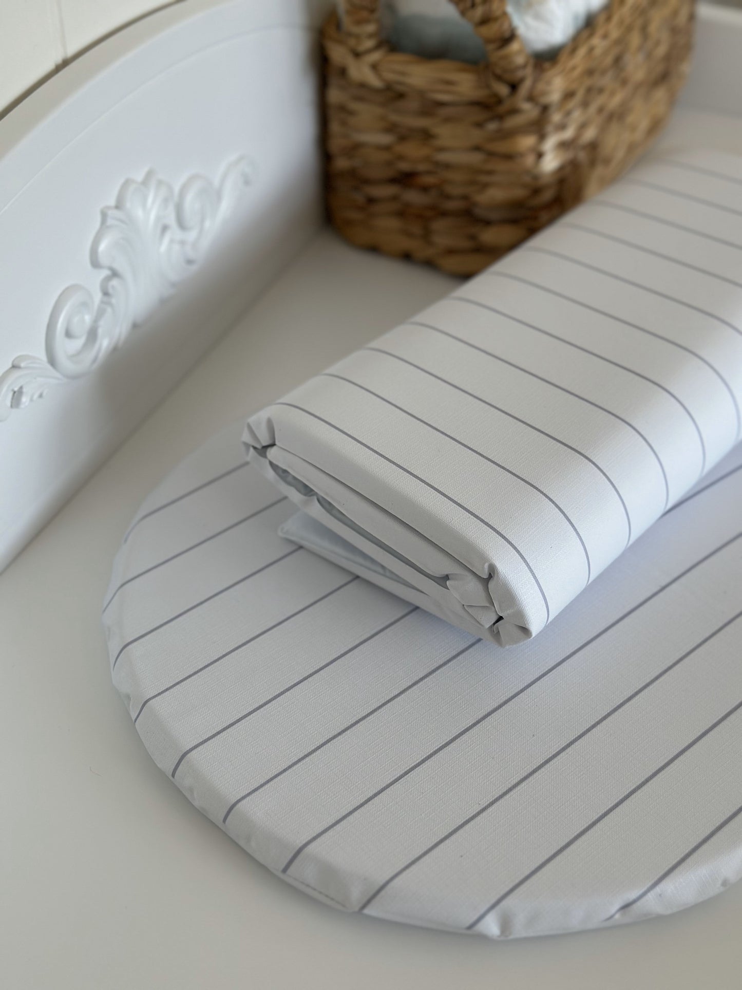 Basket Changing Mat - Cornflower Blue Stripe