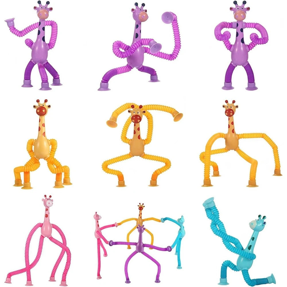 StretchyGiraffes -  Teleskop-Saugnapf Giraffe Spielzeug