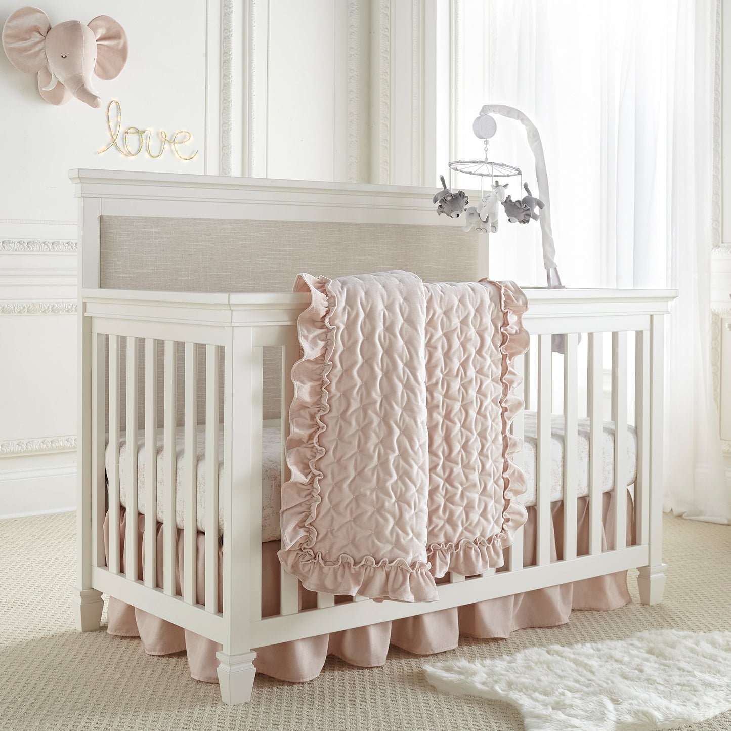 Heritage Blush Velvet 4-delige wiegbeddengoedset