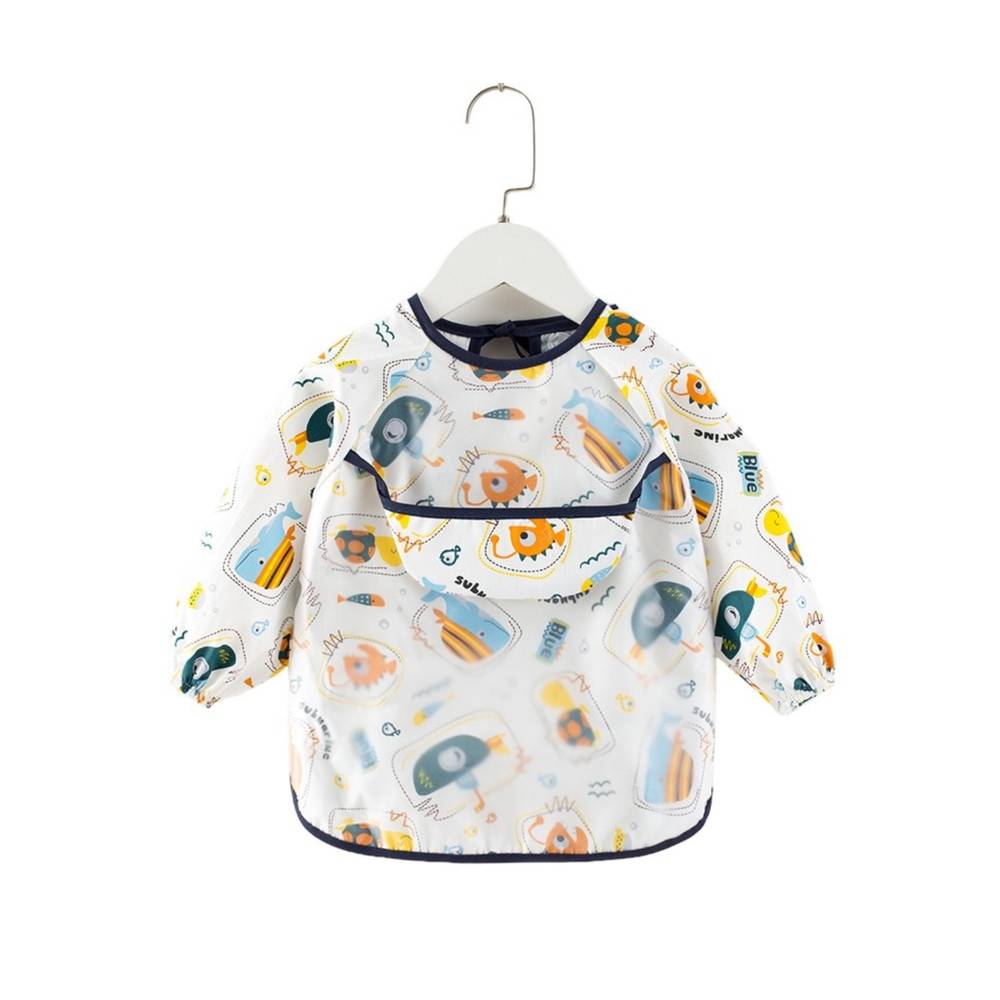 Baby schort met lange mouwen, schort, slabbetje, boswezens