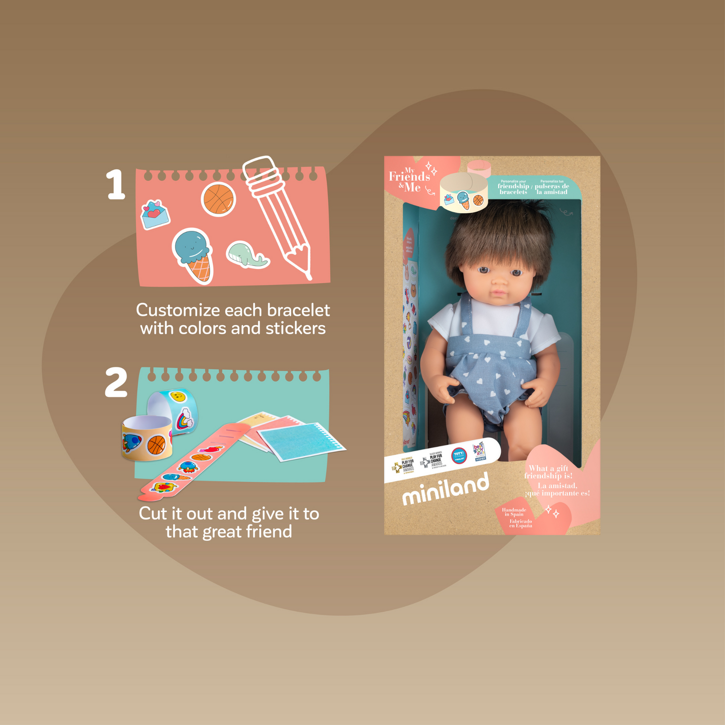Miniland Caucasian Brown Hair Boy Doll
