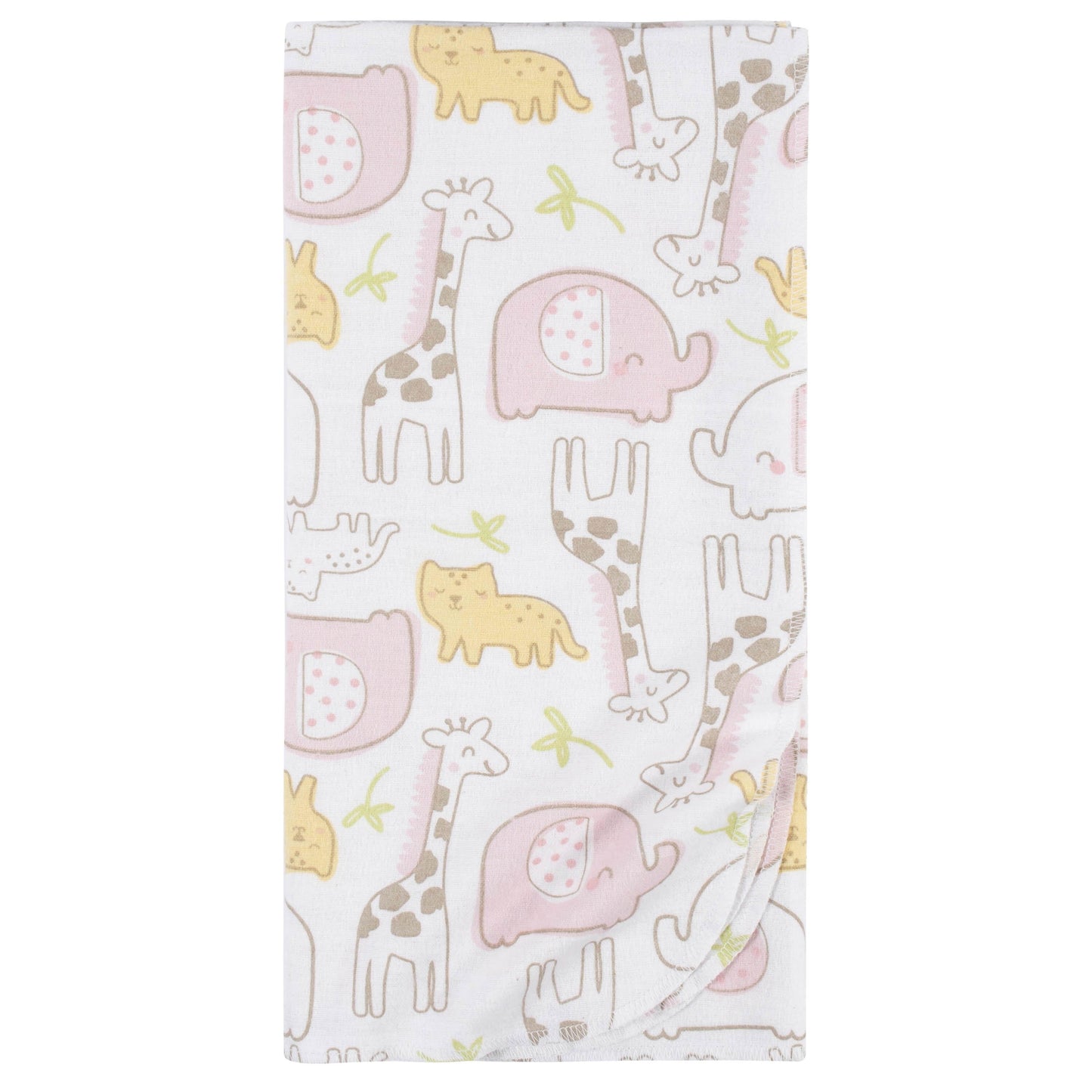 5-Pack Baby Girls Pink Safari Flannel Receiving Blankets