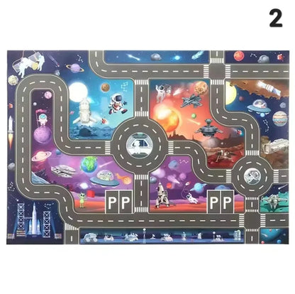 ZoomTown – Faltbare Auto-Abenteuer-Spielmatte-Set mit Spielzeugfahrzeugen – Ab 3 Jahren