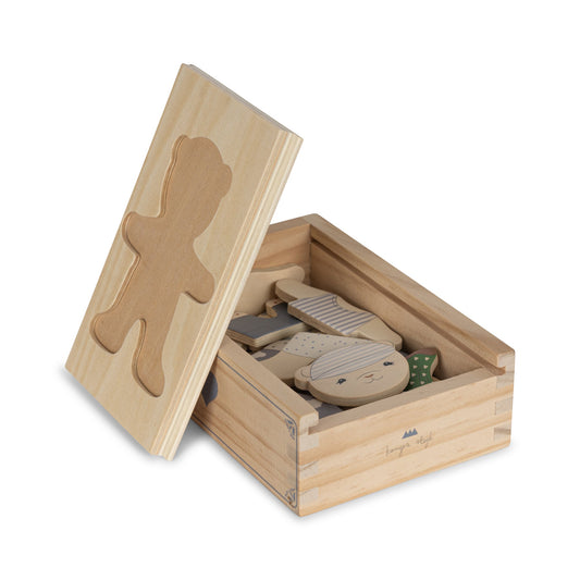 HOUTEN TEDDY AANKLEEDPUZZEL FSC - blauw