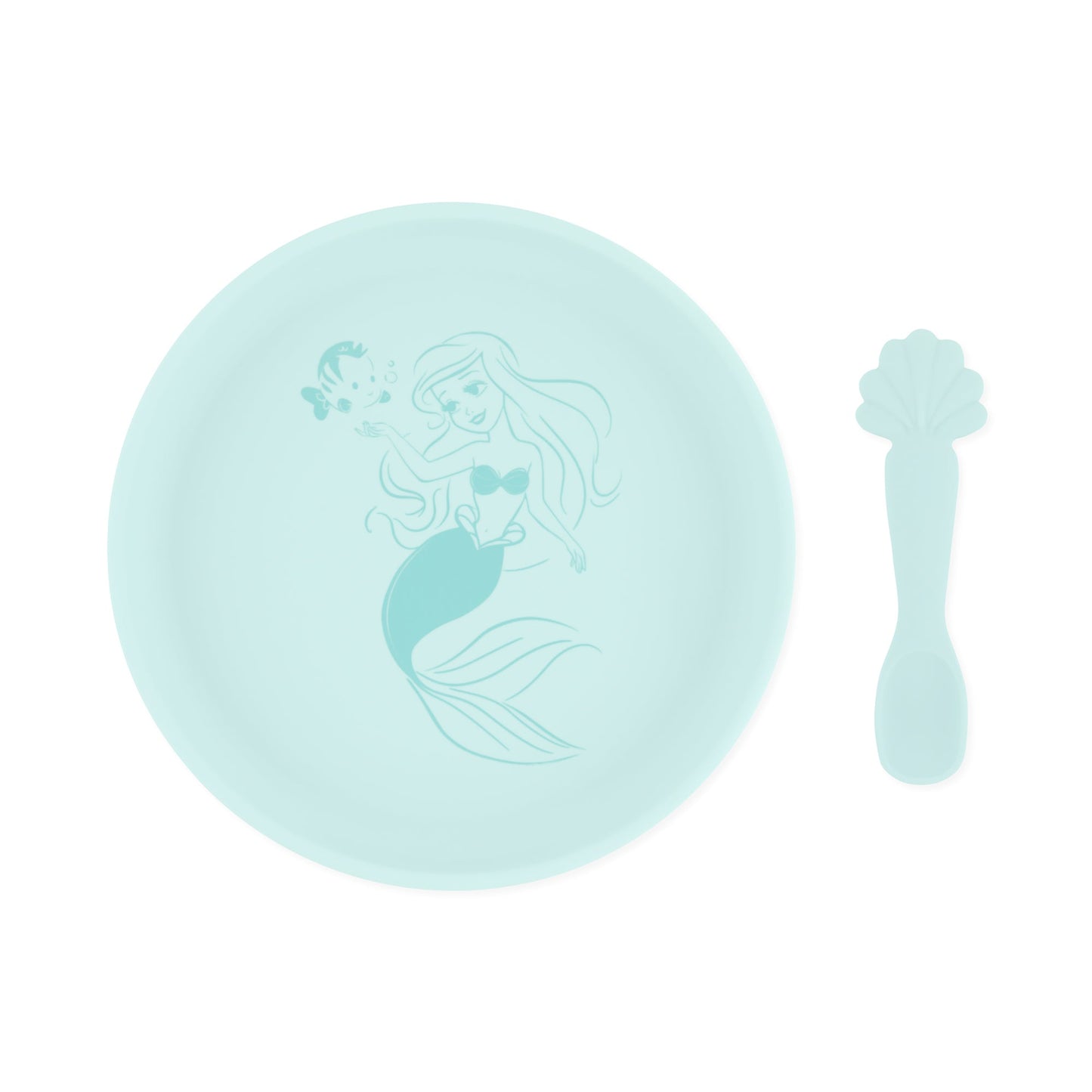Siliconen bord + lepelset: Disneyprinses Ariel