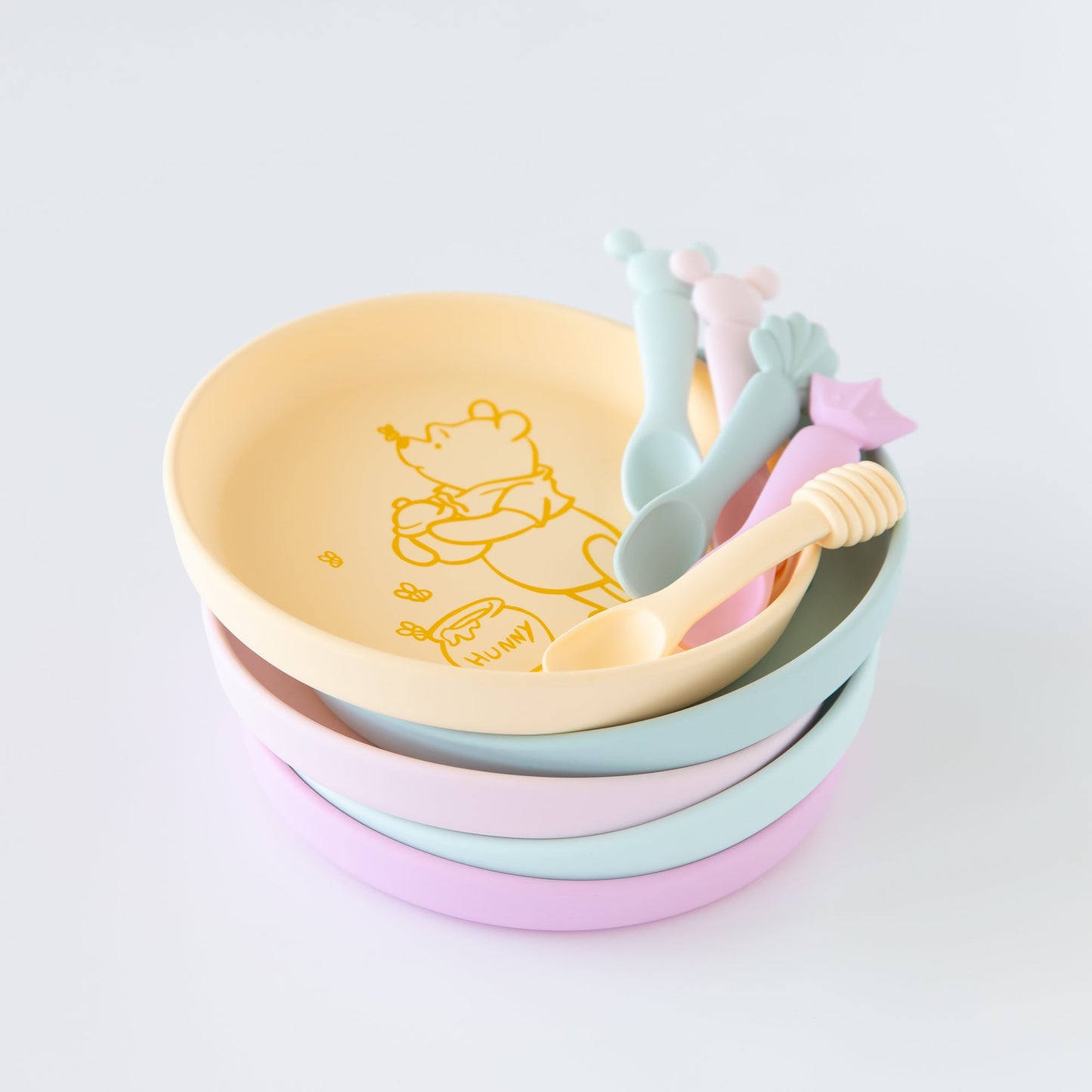 Siliconen bord + lepelset: Disney Winnie de Poeh