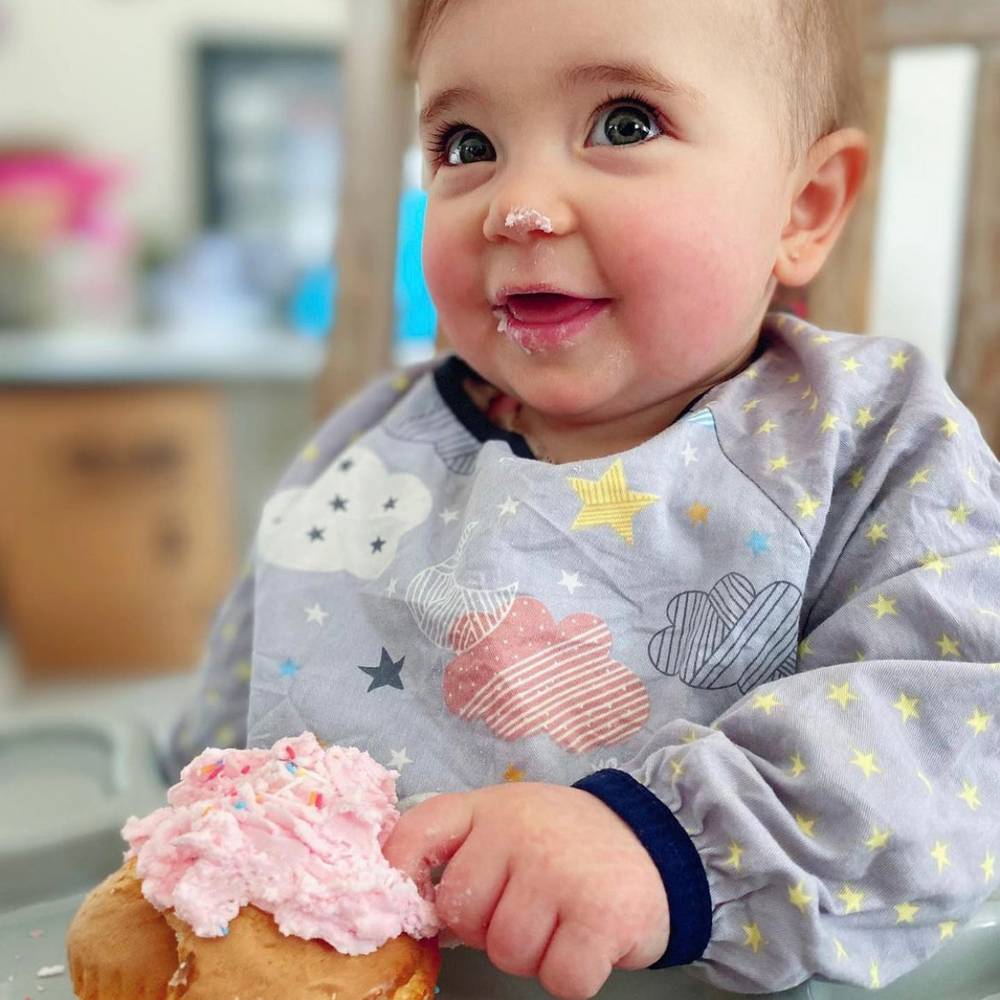 Baby schort met lange mouwen, schort, slabbetje, nachthemel