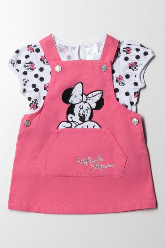 Minnie Mouse Pinafore Jurk Set Roze