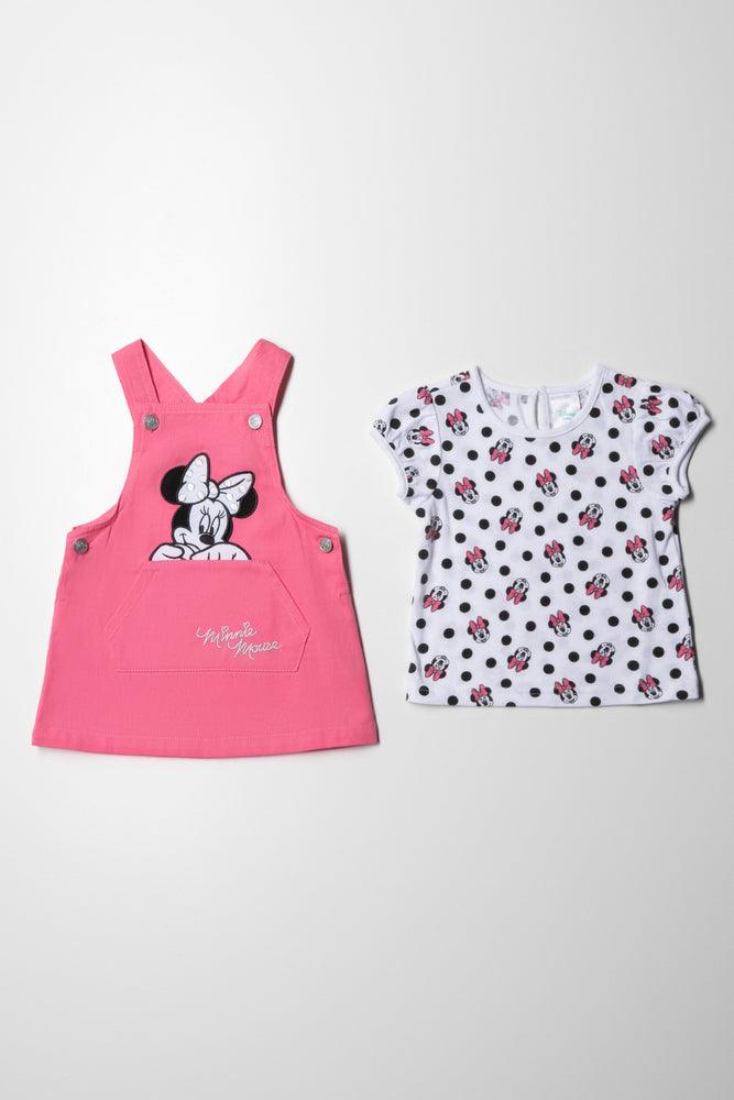 Minnie Mouse Pinafore Dress Set Pink