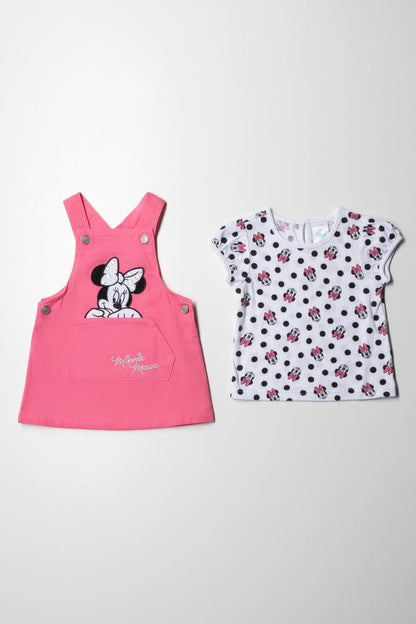 Minnie Mouse Pinafore Dress Set Pink