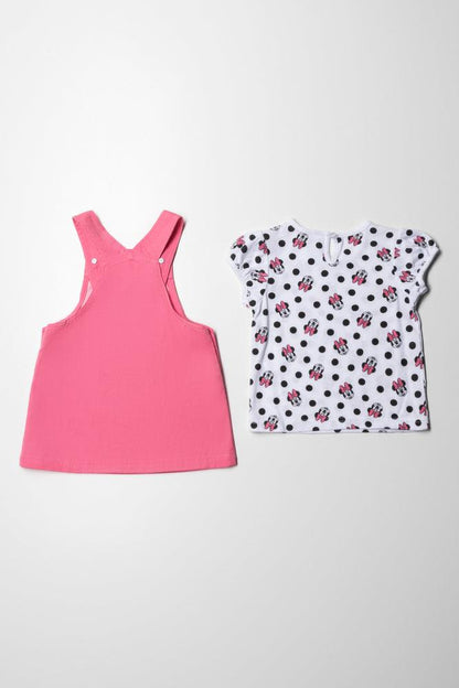 Minnie Mouse Pinafore Dress Set Pink
