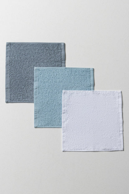 3-pack washandjes blauw & wit
