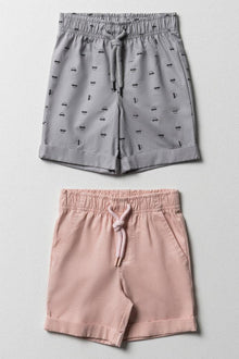 2-pack shorts roze en grijs