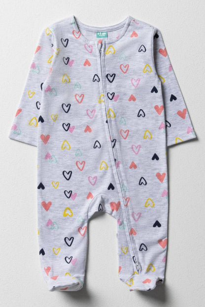 Heart Babygrow Grey