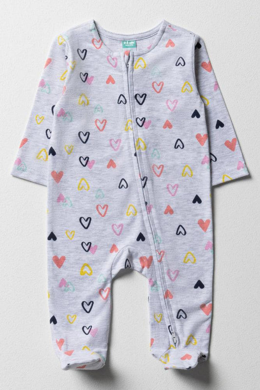Heart Babygrow Grey