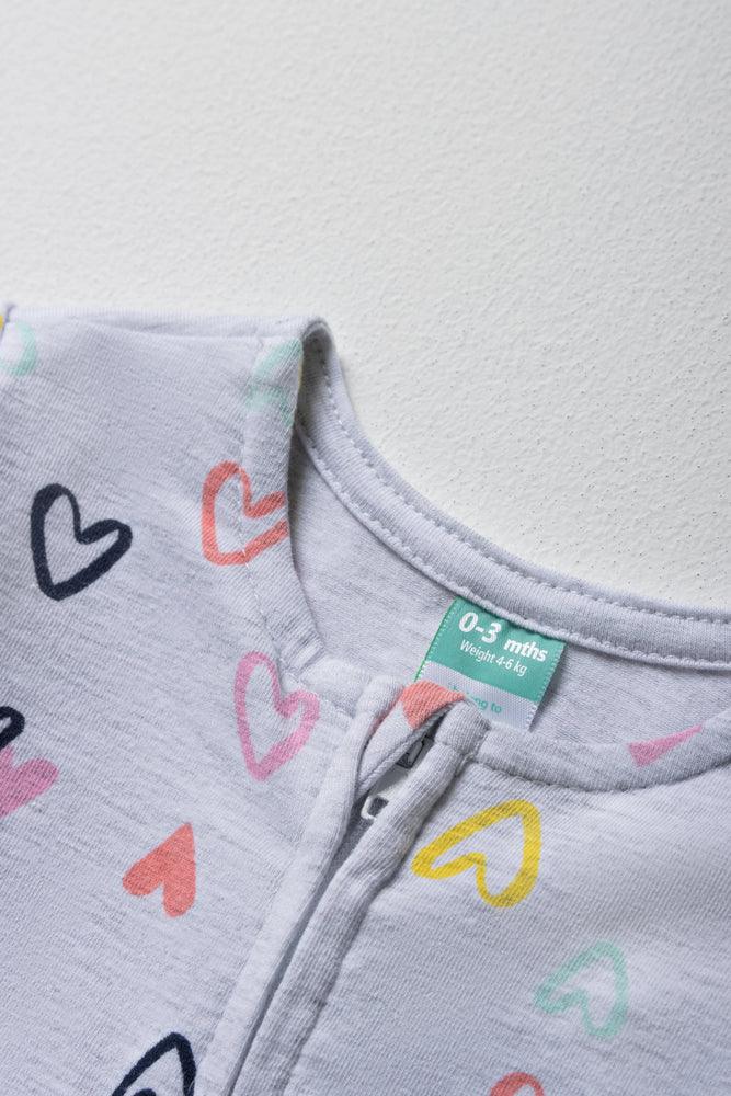 Heart Babygrow Grey