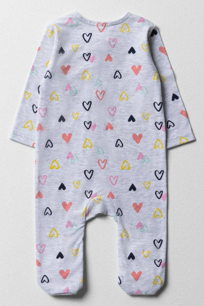 Heart Babygrow Grey