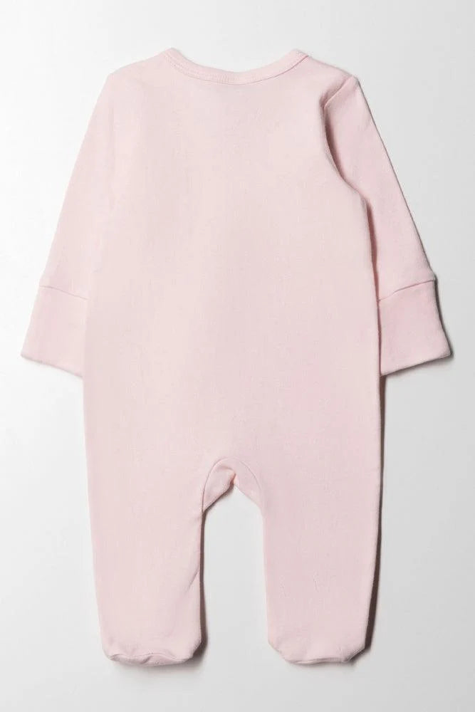 Interlock Baby-Grow Plain Zip Thru Pink