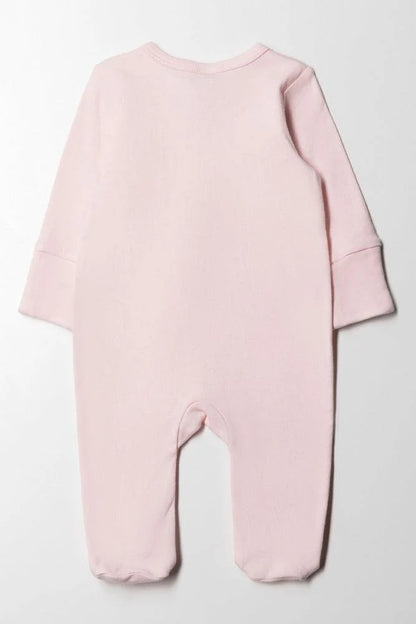 Interlock Baby-Grow Plain Zip Thru Pink