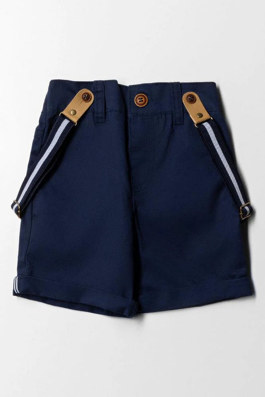 Effen modieuze shorts met bretels, marineblauw