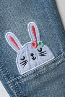 Denim jeans met applicatie, middenblauw