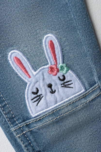 Denim jeans met applicatie, middenblauw
