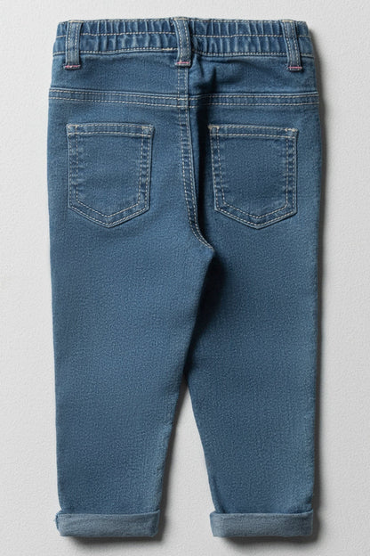 Denim jeans met applicatie, middenblauw