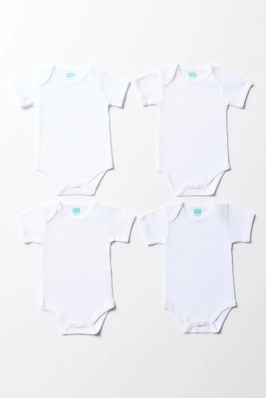 4 Pack Short Sleeve Bodyvests White