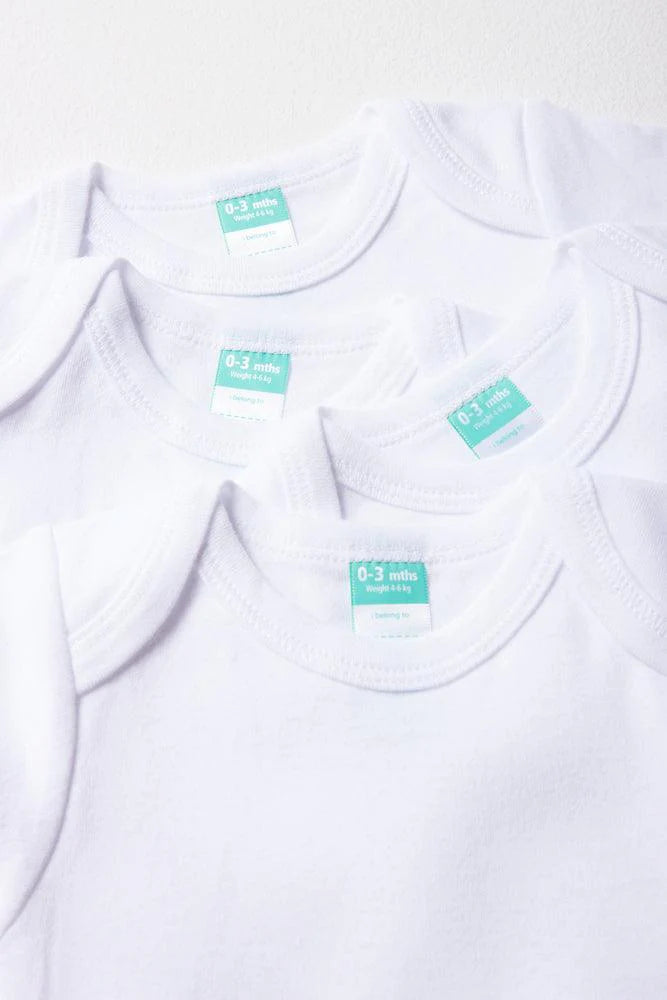 4 Pack Short Sleeve Bodyvests White