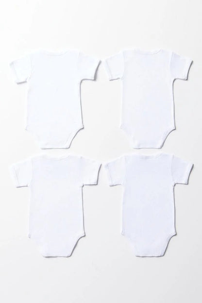 4 Pack Short Sleeve Bodyvests White