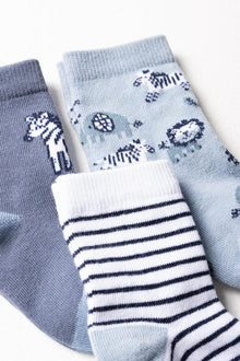 3-pack dierensokken blauw