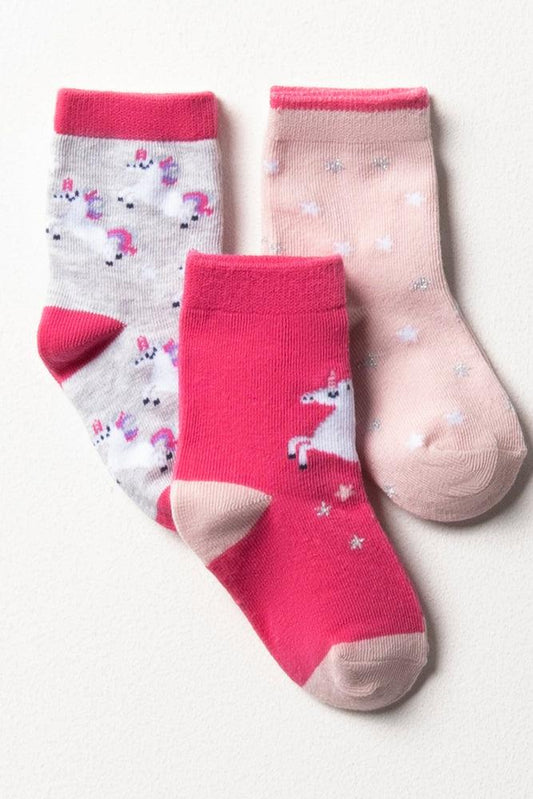 3-pack Eenhoornsokken Roze