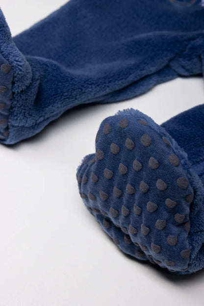 Bear Coral Fleece Babygrow Blue