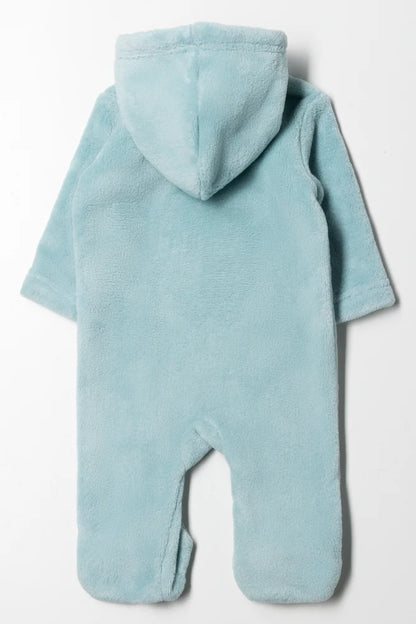 LEOPARD CORAL FLEECE BABYGROW BLUE