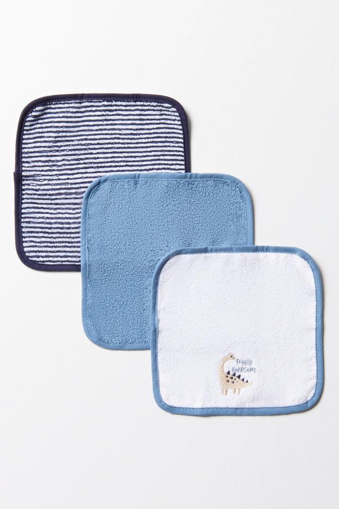 3-pack Dinosaurus Washandjes Blauw