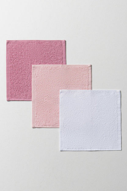 3-pack washandjes roze en wit