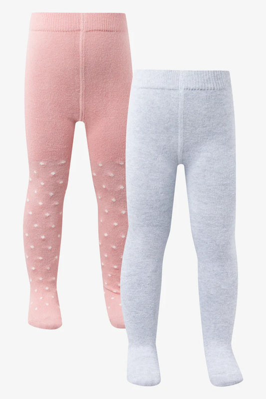 2-pack Spot Jacquard panty's roze en grijs