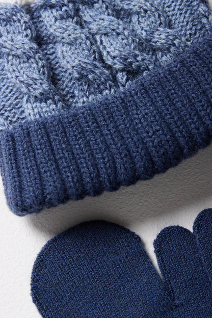 Beanie & Mittens Set Blue
