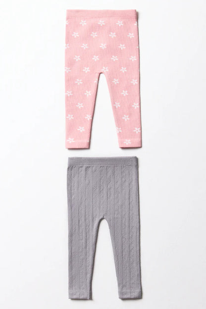 2 Pack Leggings Pink & Grey