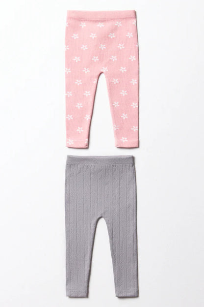 2 Pack Leggings Pink & Grey