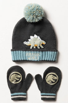 Jurassic World Muts & Wanten Set Donkergrijs