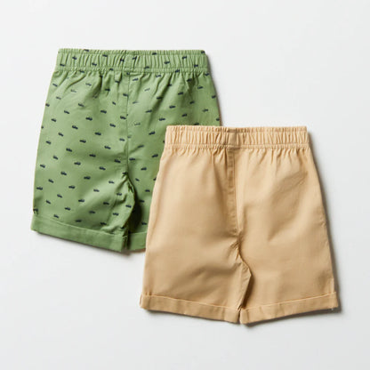 2-pack Cars Shorts Groen & Naturel