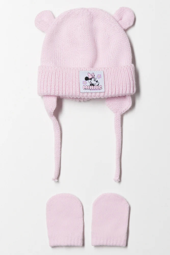 Minnie Mouse muts en wanten set roze