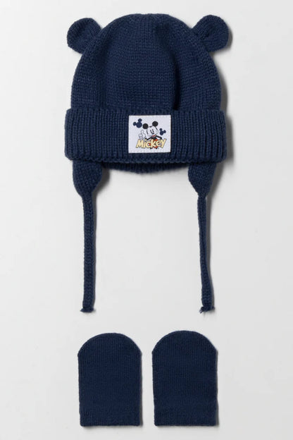 Mickey Mouse muts en wanten set marineblauw